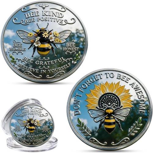 double sided inspirational bee challenge coin motivational collectible token motivational gift for boyfriend and girlfriend