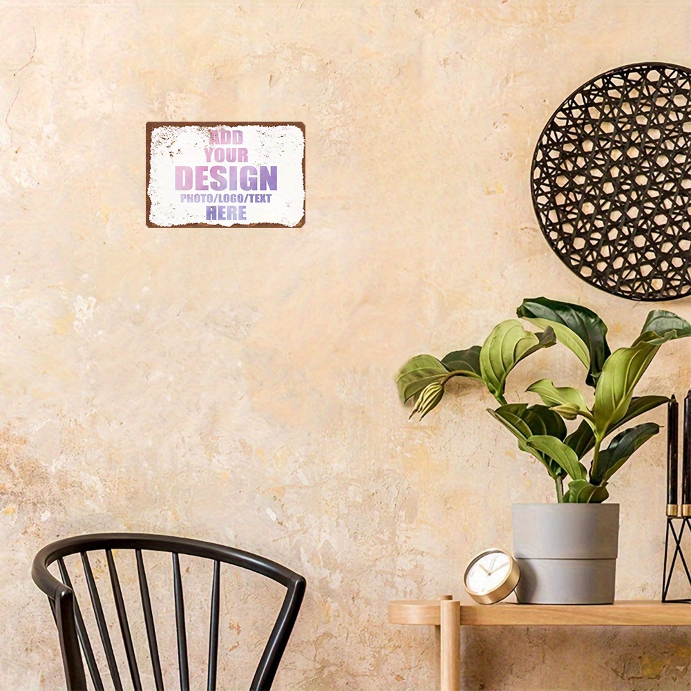 TEMU Placa de pared de metal personalizada - Grabable con texto/foto/logotipo personalizado - Letrero de hierro resistente de 20.32X30.48 cm - Estilo