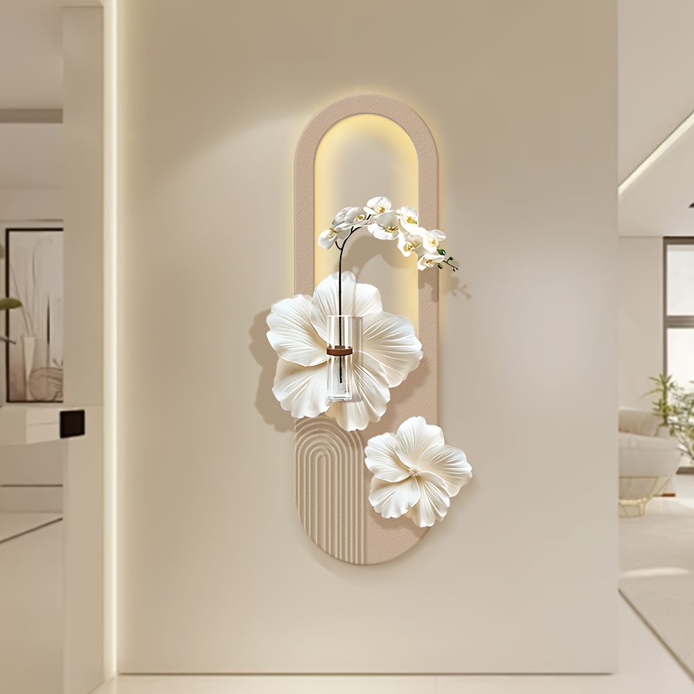 3D Flower Wall Decoration with Lights - Handmade Sandstone Art