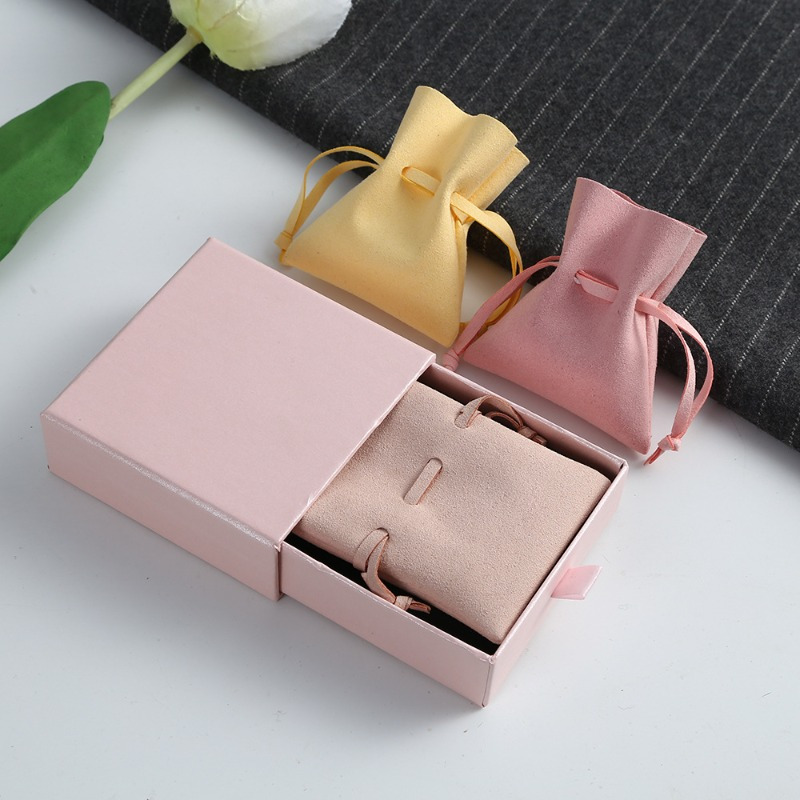 Personalized PU Plush Jewelry Pouch with Tie Closure