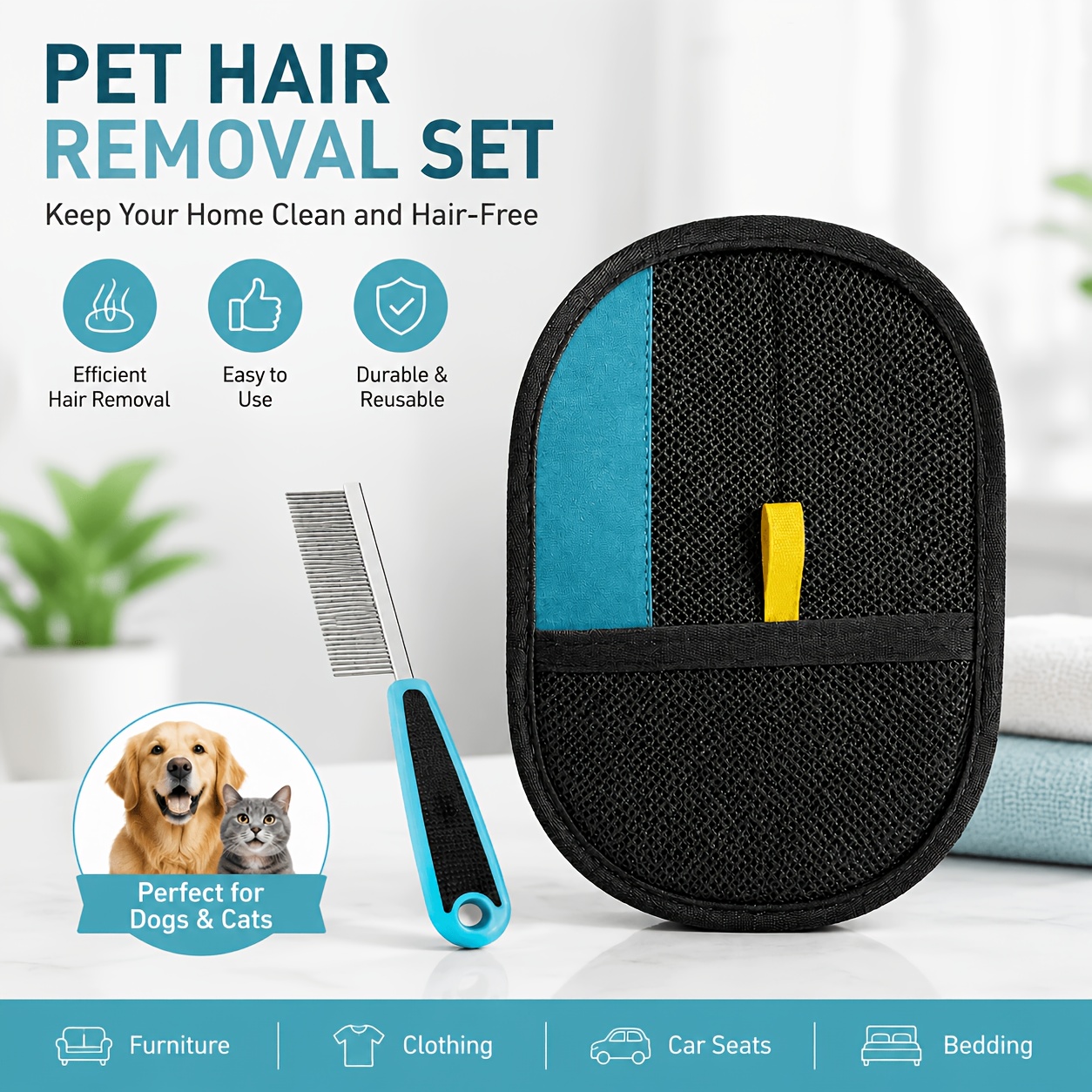 pet grooming comb with storage bag stainless steel teeth   comb for removing   knots   floating hair portable travel pet hair brush