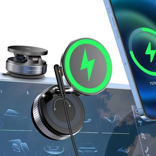 wireless car charger 15w magnetic fast charging car phone holder the suction cup is stable and fall off adjusted car phone holder