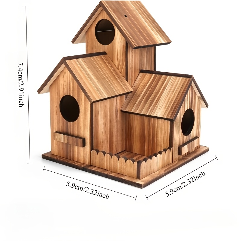 large outdoor 3 hole bird house feeder suitable for     red breasted nuthatches modern hanging bird shelter with pine   artificial wood box for garden decoration wild bird habitat for attracting birds