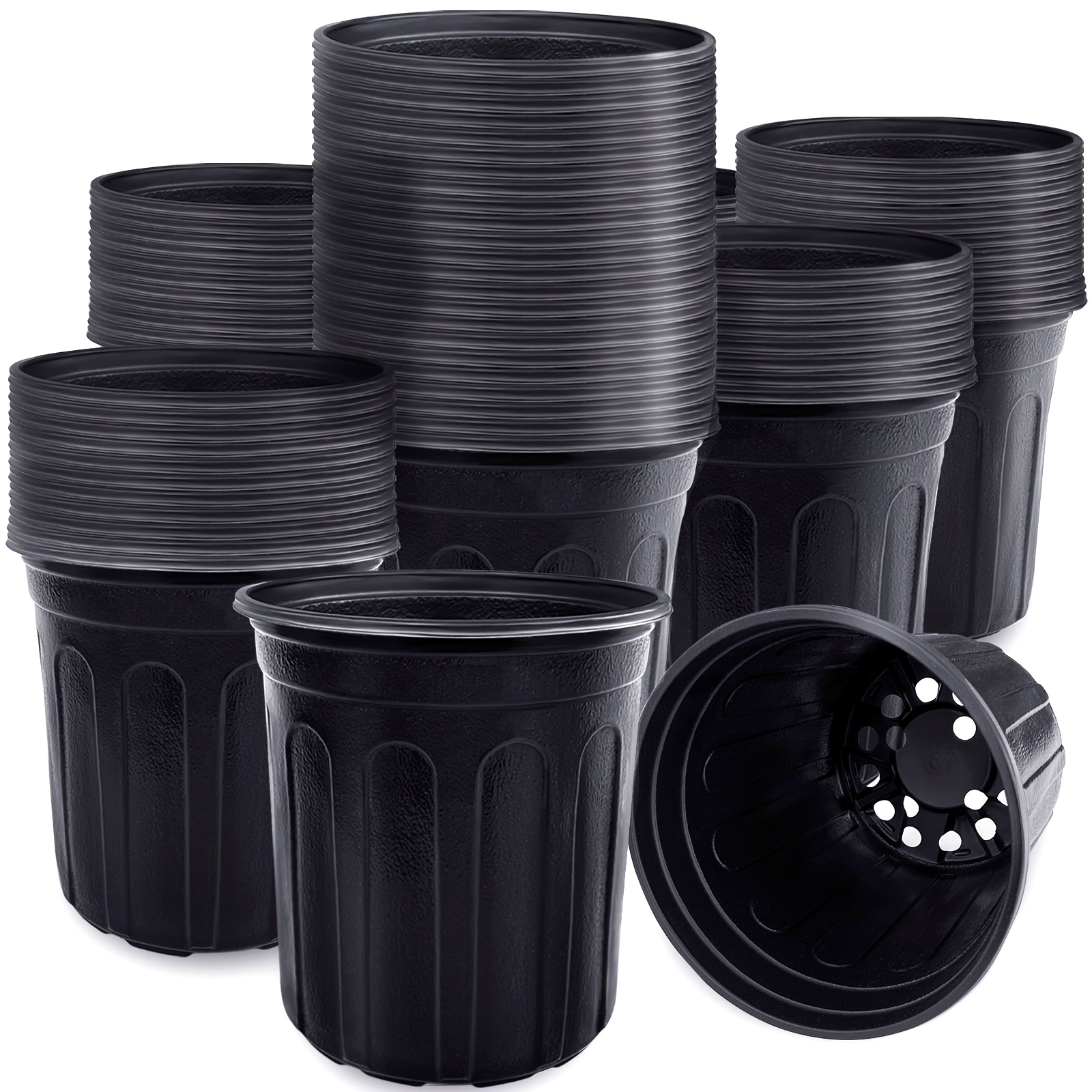 macetas redondas negras de estilo   y moderno, 60 unidades, 1  , plástico   y   con agujeros de drenaje - contenedores   para suculentas, flores y trasplantes, uso interior/exterior. no requiere energía ni baterías, con agujeros de drenaje, para uso en interiores y