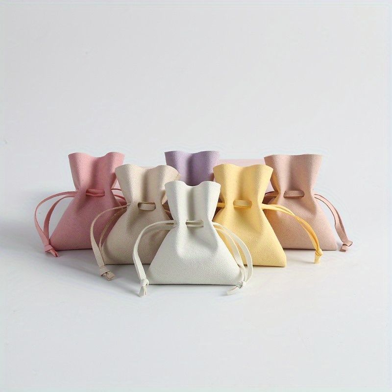 Personalized PU Plush Jewelry Pouch with Tie Closure