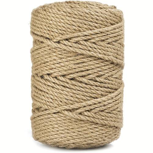 4mm x 50m jutetouw, rol jutetouw (164ft), verdikt hennep touw, geschikt voor doe-het-zelf knutselen, tuinbinden, huisdecoratie, krabpalen voor katten