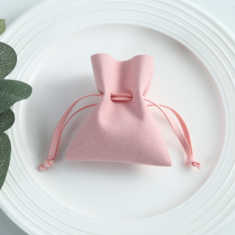 Personalized PU Plush Jewelry Pouch with Tie Closure