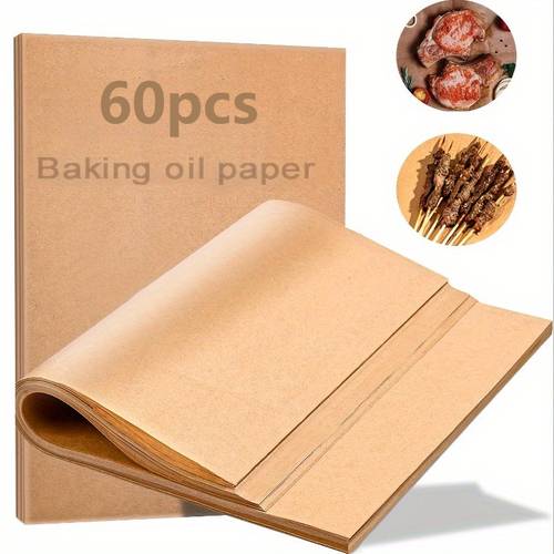60pcs unbleached heavy duty parchment paper non stick precut 12x16in for baking air fryer oven kitchen restaurant