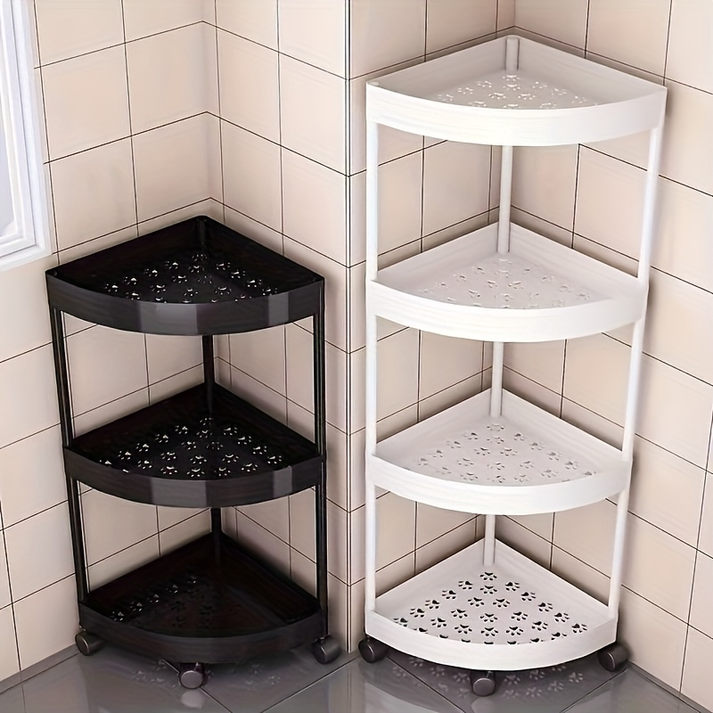 1pc modern 3   tier corner bookshelf foldable requires assembly suitable for multi functional use suitable for bathroom kitchen cosmetics and bath products bookshelf basket