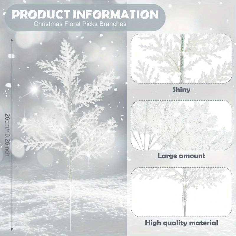 120 st vita glänsande konstgjorda tallgrenar - Temu Sweden