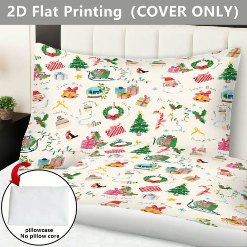 item picture 2d flat 2pcs colorful christmas trees printed pillowcase pillow inserts not included home decor pillow core not included decorative pillow covers for bed sofa bedroom styling 2d flat