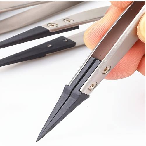 1pc esd 259a precision anti static carbon fiber tweezers stainless steel precision pliers for crafts jewelry electronics no power required crafting tools fashionable durable metal construction