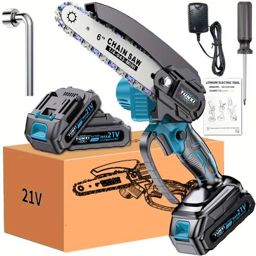 wireless mini chainsaw portable cordless chainsaw small handheld chainsaw suitable for tree pruning branches yards and gardens