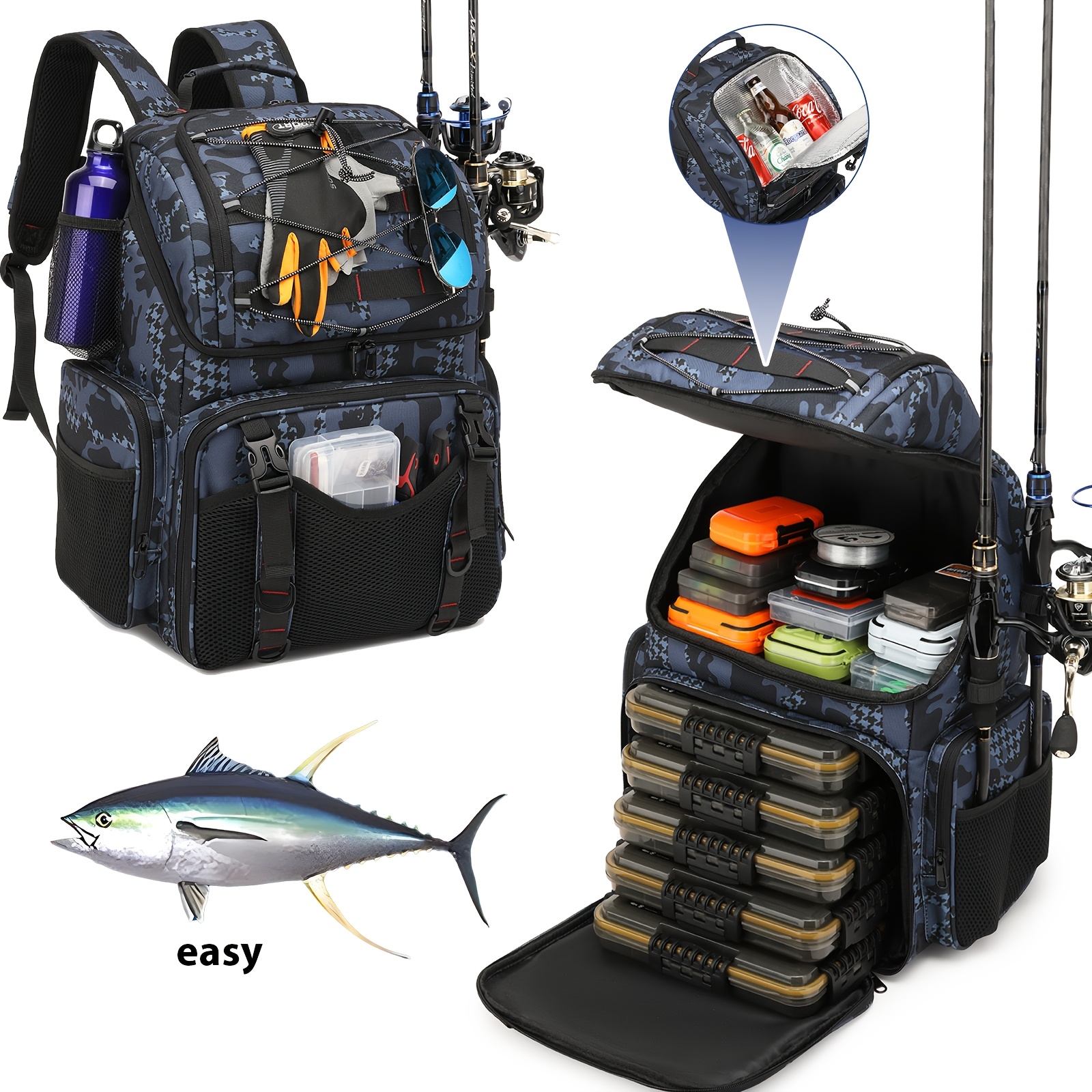 backpack tackle box canada A Backpack Designed for Fishing That * a Rod Holder And a * 45-Liter Tackle  Box, Ideal for Outdoor Activities Like Fishing, Camping, And Hiking