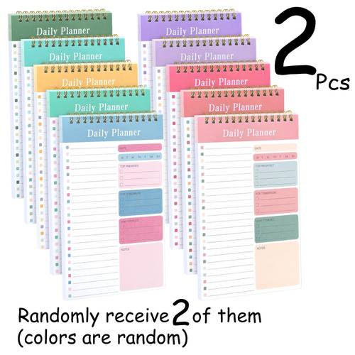2 pack daily to do notebook 5 x 8 daily planner 30 pages spiral bound to do list notebook suitable for classroom office work task list random color
