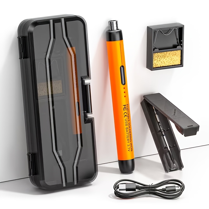 mini soldering iron kit usb rechargeable fast heating adjustable temperature portable welding tool set with storage case for and repair