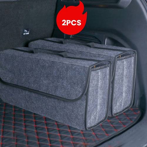 2pcs durable foldable car trunk organizer space saving vehicle storage distribution sturdy storage container for suvs cars travel accessories essentials for men and women