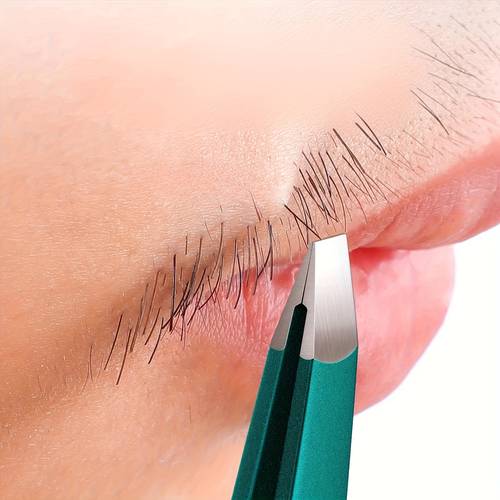 flat tweezers with storage box suitable for men and women for hair removal beard trimming eyebrow shaping easy to pick up
