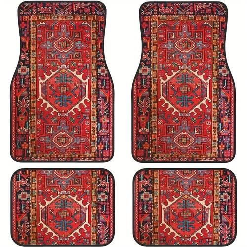 4-teiliger autoteppich-set, vintage orientalisches türkisches persisches teppichdesign, rutschfester dekorations-teppich, für autos, suvs, lkws , universelle größe