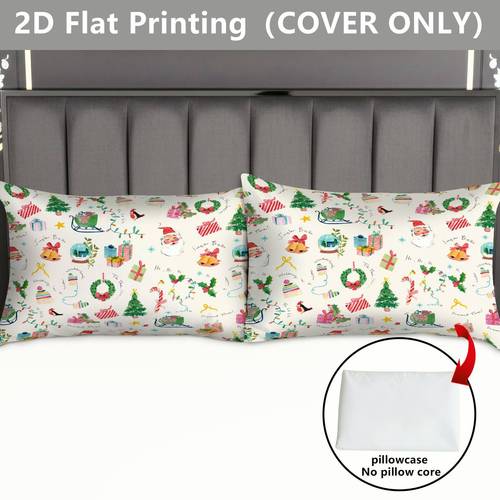 2d flat 2pcs colorful christmas trees printed pillowcase pillow inserts not included home decor pillow core not included decorative pillow covers for bed sofa bedroom styling 2d flat