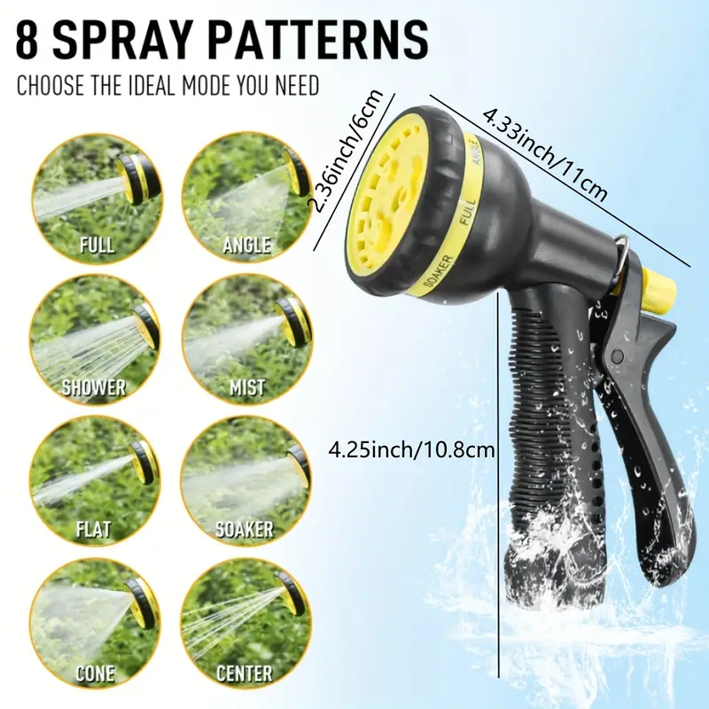 50ft heavy-duty high-pressure garden hose with spray gun & aluminum connectors - lightweight tpe composite & rubber construction, high quality inner tube, outdoor watering system for lawn, car wash, yard - durable leak-resistant design, easy coil storage (compatible standard threads), extendable garden hose, retractable hose for garden, garden hose connector, hoses for garden, light weight garden hose Product details 2