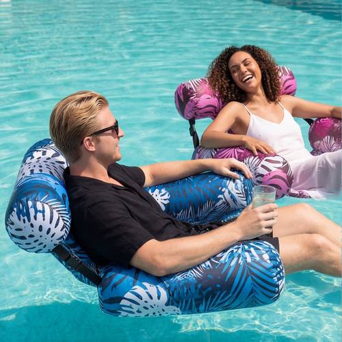 1 2pcs thickened inflatable pool floating bed unisex inflatable lounger and pool float bar pvc oxford cloth material suitable for pools lakes and backyard parties outdoor water fun like the boss