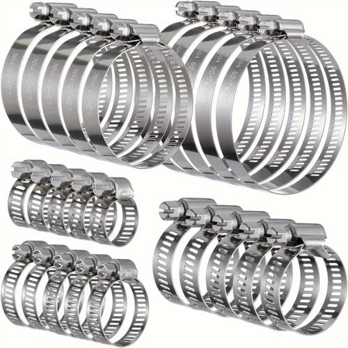 25pcs hose clamp combination set with adjustable screw gear spiral clamps 304 grade suitable for 10 types of water pipes in automotive fuel and piping systems with a size range from 25 64 inches to 2 3 4 inches 1