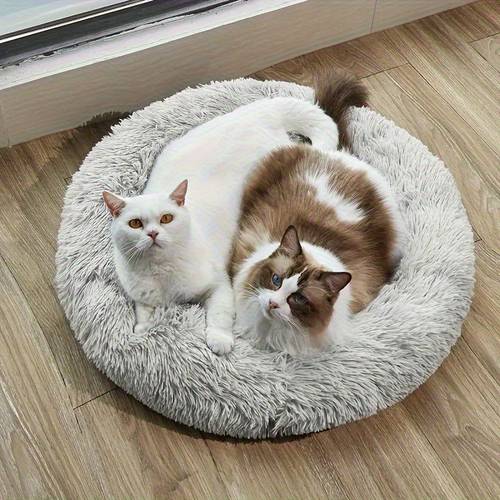 1pc Cama Circular Ultra- para Gatos - Almofada de Pelúcia com , Cama Confortável para as para Gatos e Cães Pequenos, de Limpar em Poliéster para Uso Interno/Viajem, - Presente Ideal para Amantes de Animais, e Durabilidade