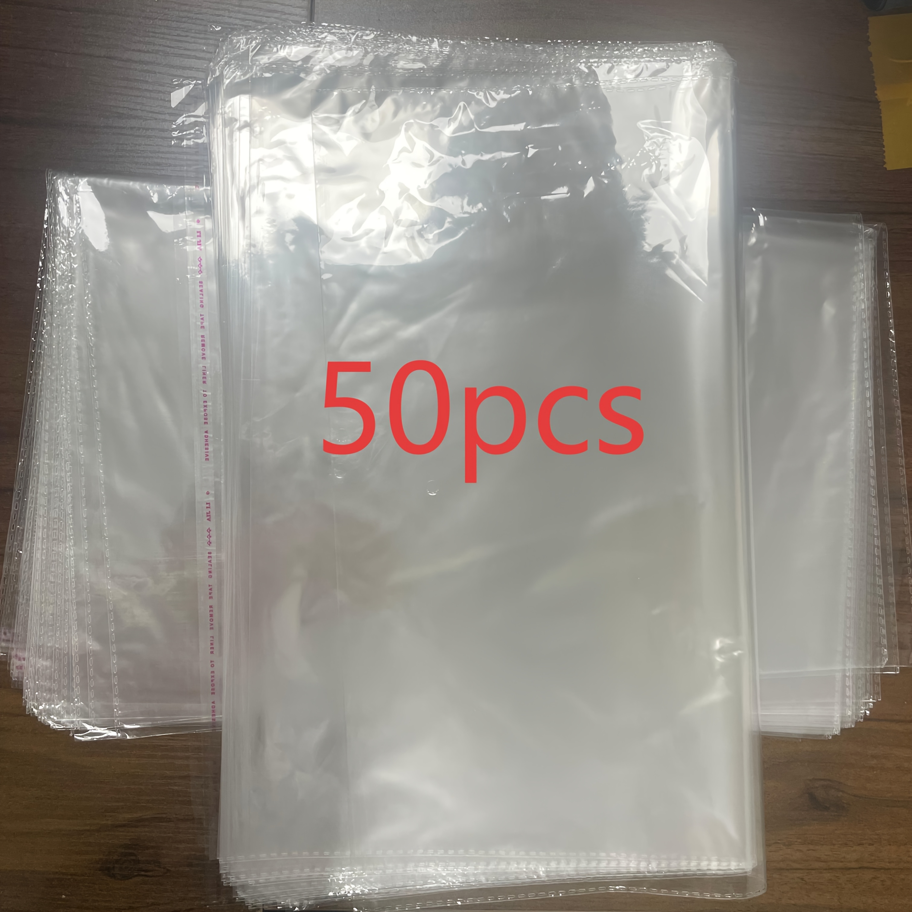 50 kosov 39,88x45,97 cm velikih samolepilnih prozornih plastičnih vrečk, ponovno zaprtljivih samolepilnih vrečk za oblačila, majice, hlače,