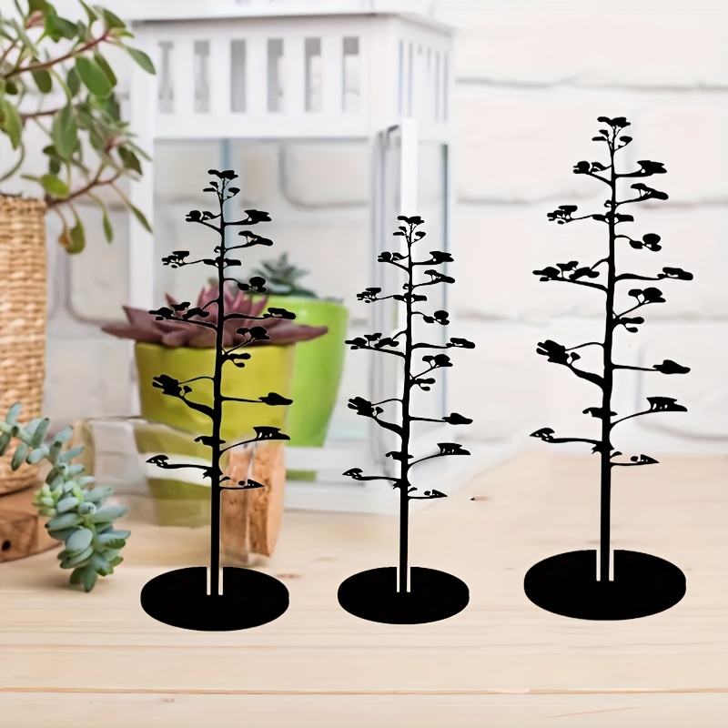 TEMU Collectible Figurines 3pcs Christmas Metal Tree Decorations, Standing Pine Tree, Christmas, Valentine's Day Table Decoration, Party Accent