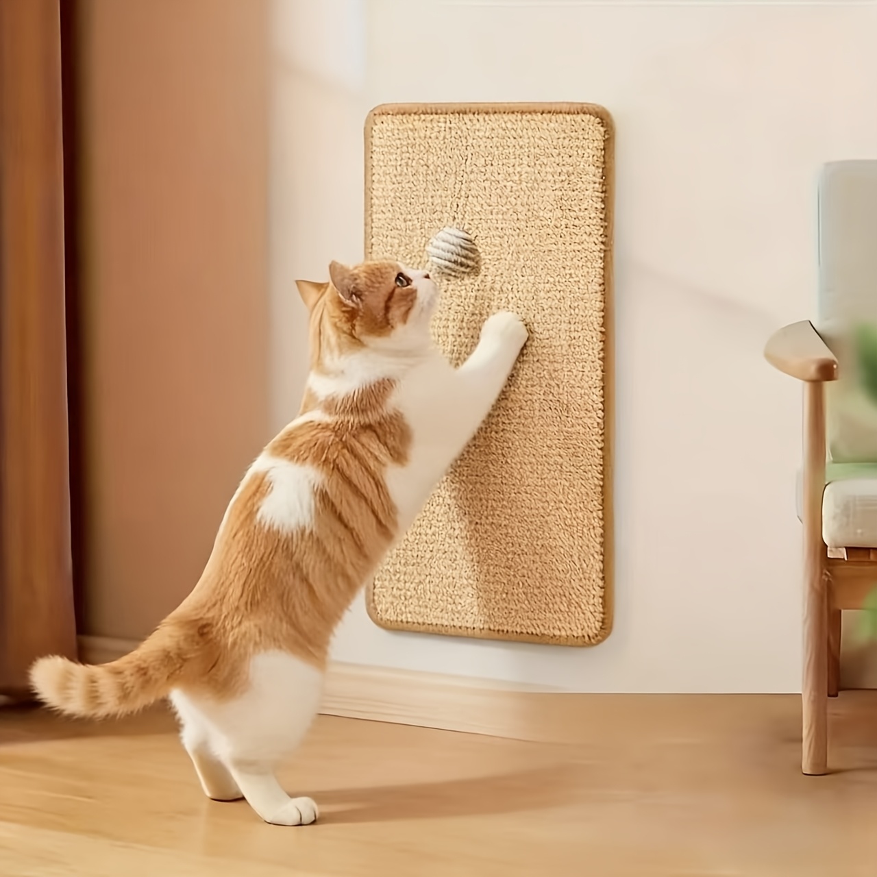 TEMU Scratching Board With Hanging Ball, Wear- And Non-slip Indoor Cat Playground, Space-saving And With A Convenient Resting Area, A Perfect Gift For .