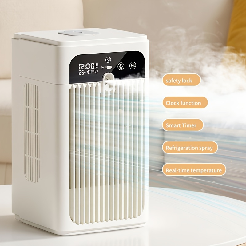 Ventilateur Rafraîchisseur d'Air et Humidificateur de Bureau 2-en-1 Amélioré 2026 - Système de Refroidissement Portable Rechargeable par USB avec Grande Batterie/Grand Réservoir d'Eau, Fonctionnement 