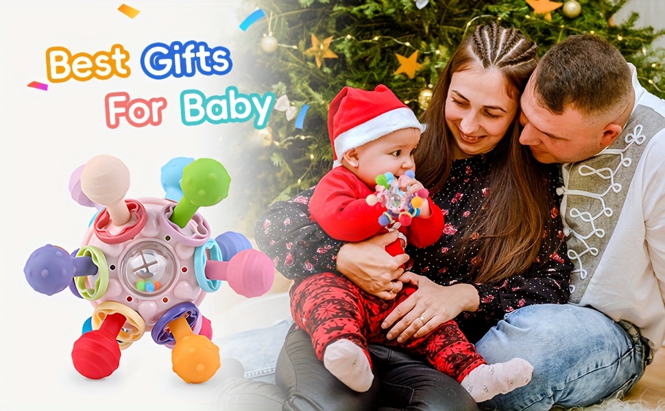 Baby Teething Toys for 0-6 6-12 Months, Baby Teether Sensory Toys for Babies 0 3 6 9 12 18 Months, Gifts for 1 2 Year Old Boys Girls Infant Newborn Toddler Learning Developmental Toys