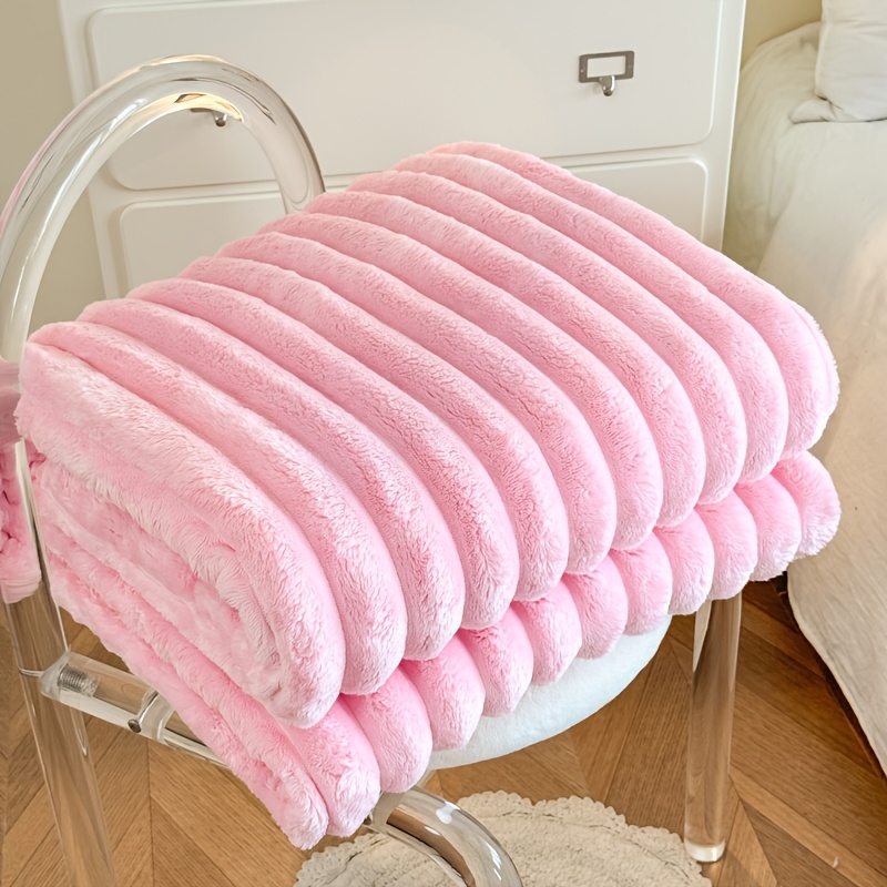TEMU 1pc Luxurious Faux Rabbit Fur Throw Blanket - Cozy For Couch, Office, Outdoor & Travel Use - Double-sided, Warm & Lightweight