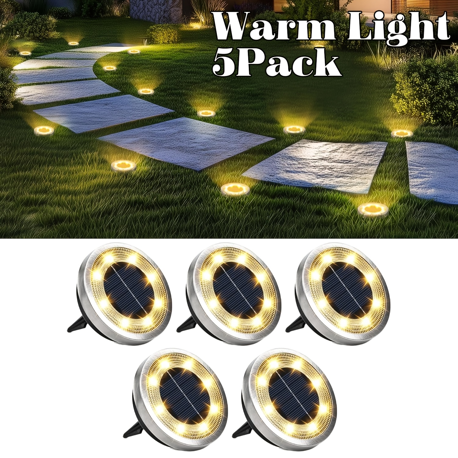 7pcs5pcs Outdoor Solar Ground Lights, Style Lights, Ip44 Solar Garden Lights, Suitable For Pathway, Garden, Courtyard, Lawn, Trail And Driveway Landscape .