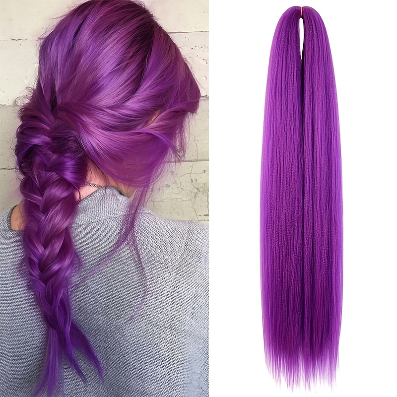 TEMU Purple Braiding Hair 14 Inch Short Pre Stretched Hair Straight Texture Synthetic Hair Extensions For Kids Softness1pack