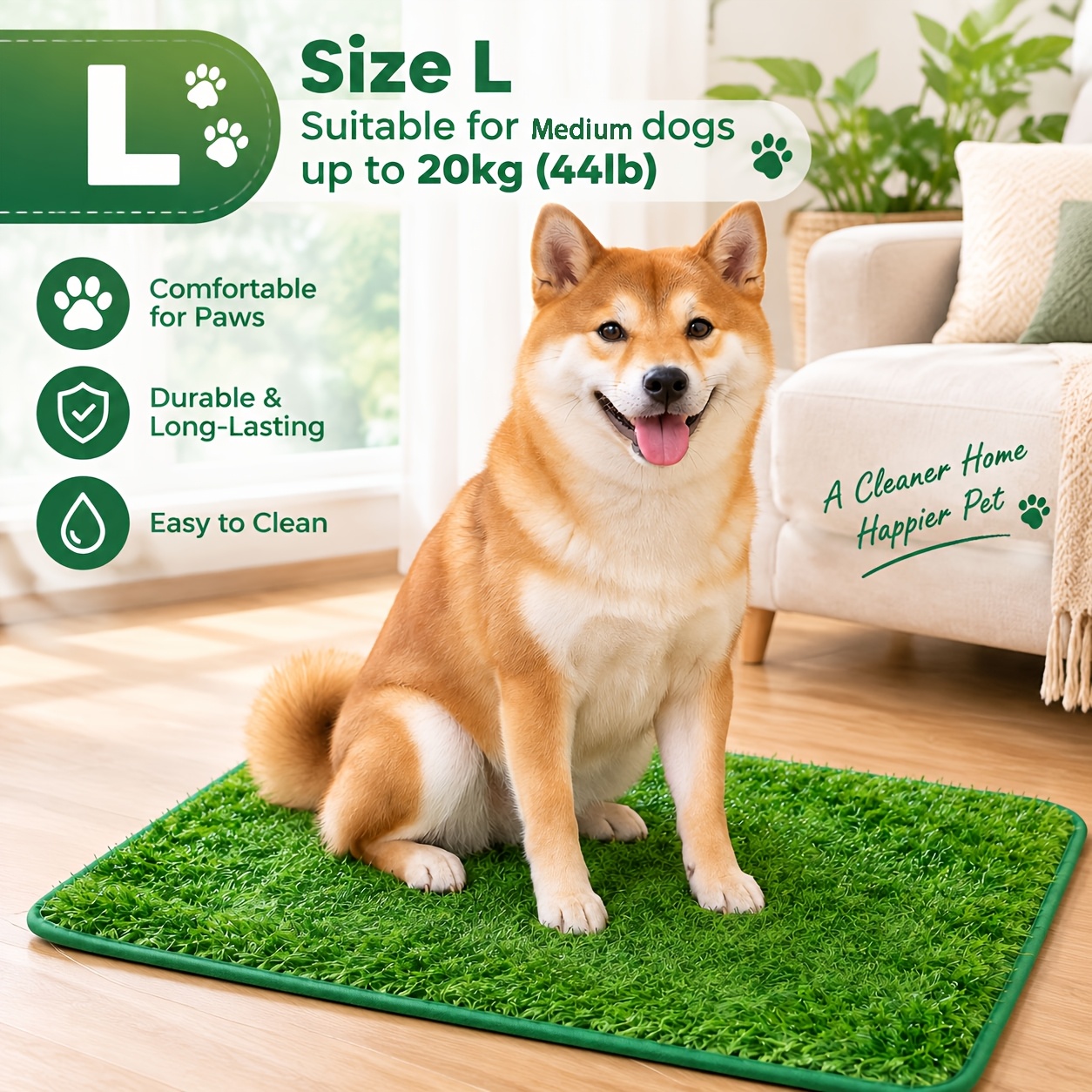 TEMU Indaphen Washable And Reusable Dog Toilet Training Pad - Anti Odor Artificial , Suitable For Pets, Black Silhouette Design, With Green Grass And
