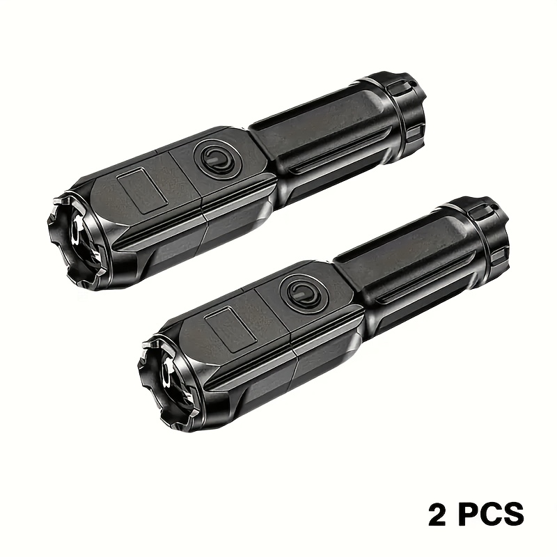 TEMU 2 lampes torches LED rechargeables, mini lampe à main zoom avec 3 d'éclairage, lampe de camping, adaptée aux urgences et à l'extérieur,