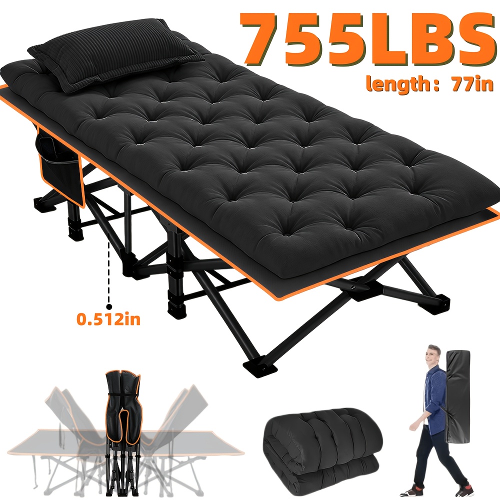 TEMU 755/655/555/455/355lbs Heavy-duty Extra Large Outdoor Folding Bed - Portable Camping Bed With' Or Without Mattress For Adults, Travel, Garden,