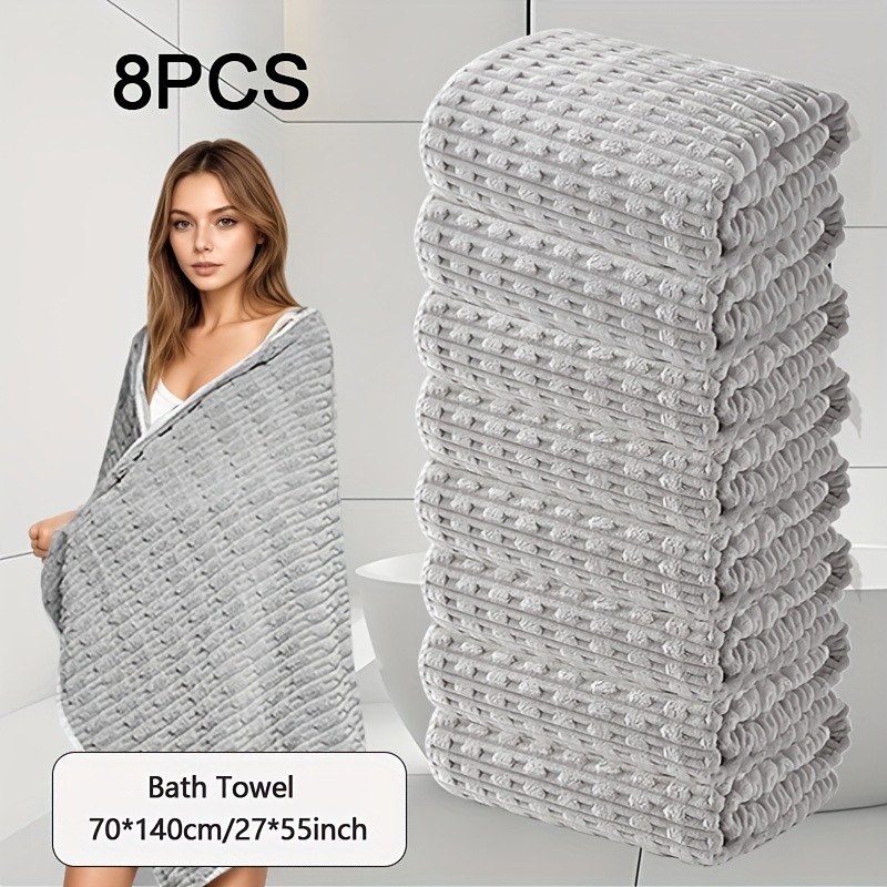 8pcs Oversized Quick-drying Bath Towels, Size 27.5x55 Inches (70x140cm), Made Of 450gsm Microfiber, Soft And Comfortable, Water Absorption, Suitable For Home, Hotel, Spa, Fitnessideal Gift