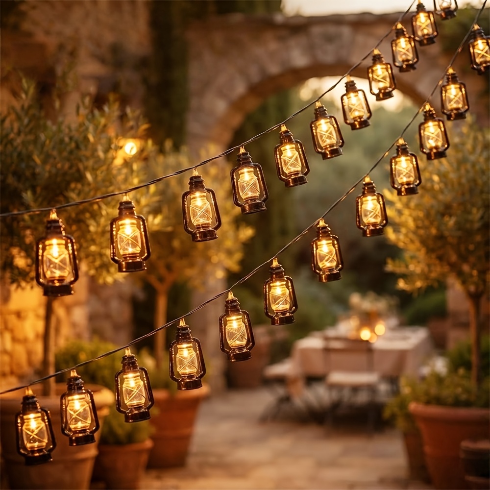 TEMU 6.5m Solar Lantern 30 Led String Lights Holiday Decorative Lights For Outdoor Garden Patio Balcony Railing Terrace Party Ambient Yard Decor And