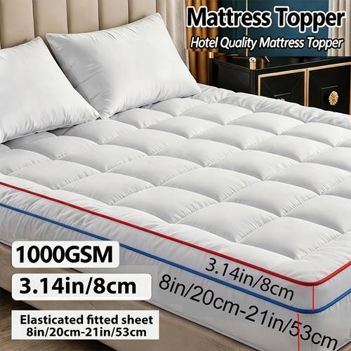item picture 1500gsm topper with ultra pad cover suitable for single beds bamboo bedding 8 10cm mattress cover with straps layer for