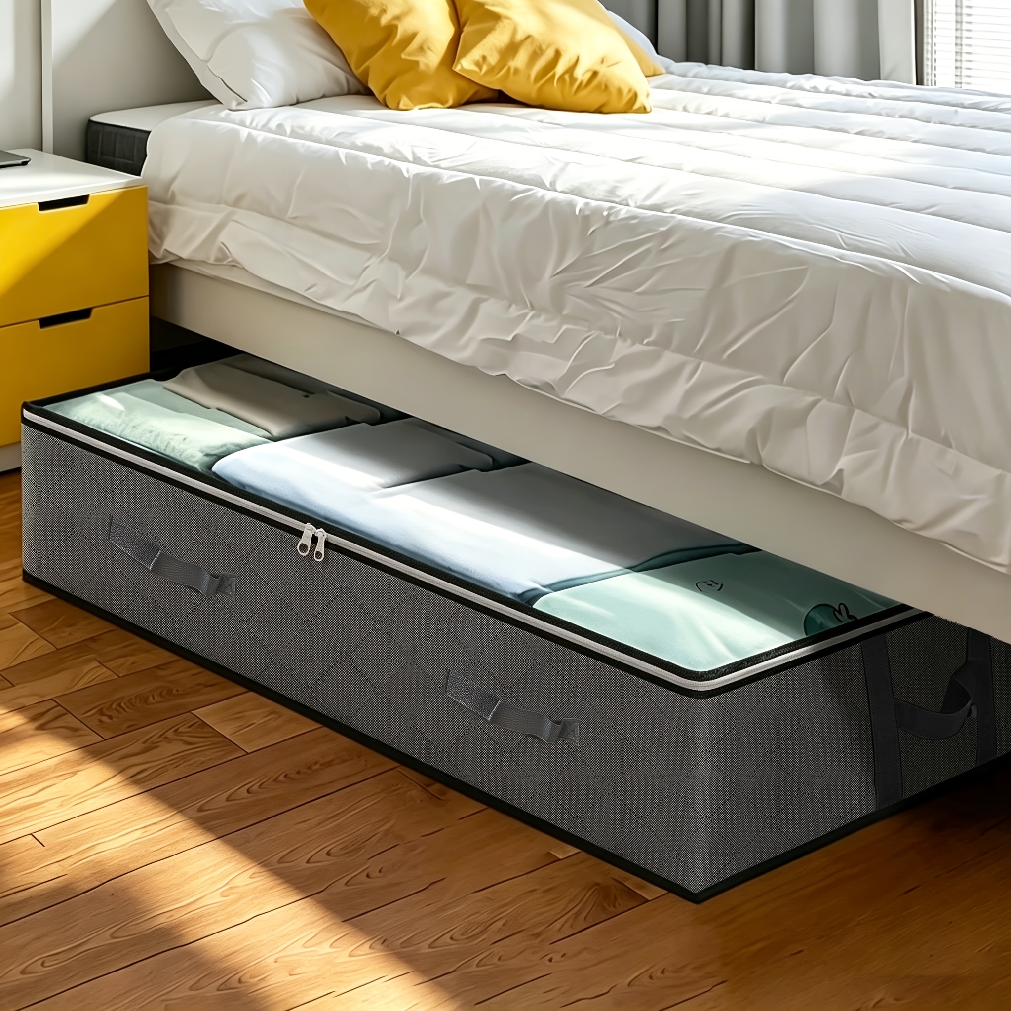 1pc Dustproof Under-bed Storage Box With Reinforced Handles, Suitable For Quilts, Blankets, Bedding, Pillows, And, Bedroom Under-bed Storage Accessory, Under-bed Storage