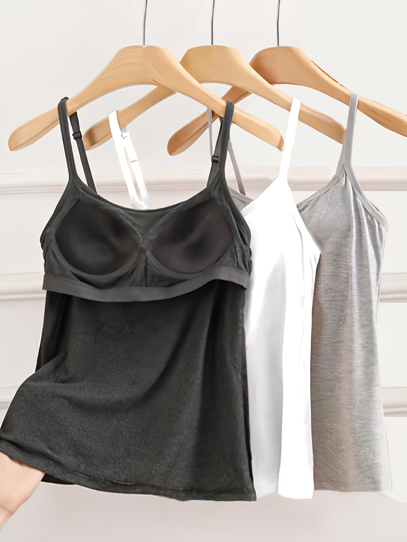 Plus Size, 3pcs   COLLECTION Women s Plus Size Strapless Camisole   with Built-In Bra -   Round Neck Sleeveless Blouses, Breathable     in Black, White, Grey | Casual to Semi-Formal Wear,   Wash Care,   (  Clean)
