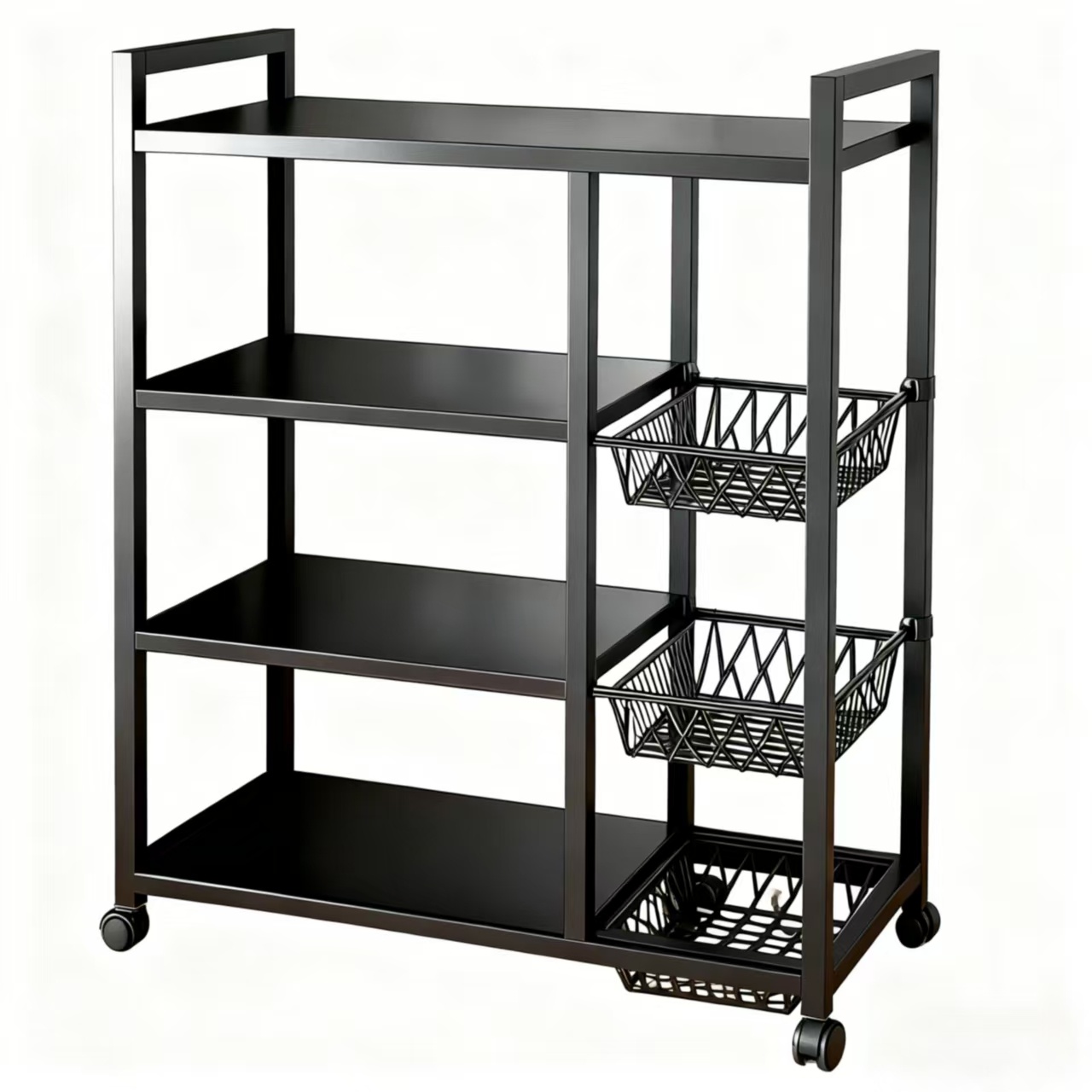 TEMU 1pc Movable Storage Rack, Adjustable Shelves And Wire Baskets, Garage Organization And Storage, Wheeled Garage Shelves, Suitable For Garage, Pantry, Kitchen, Bathroom, Closet, Heating Gifts