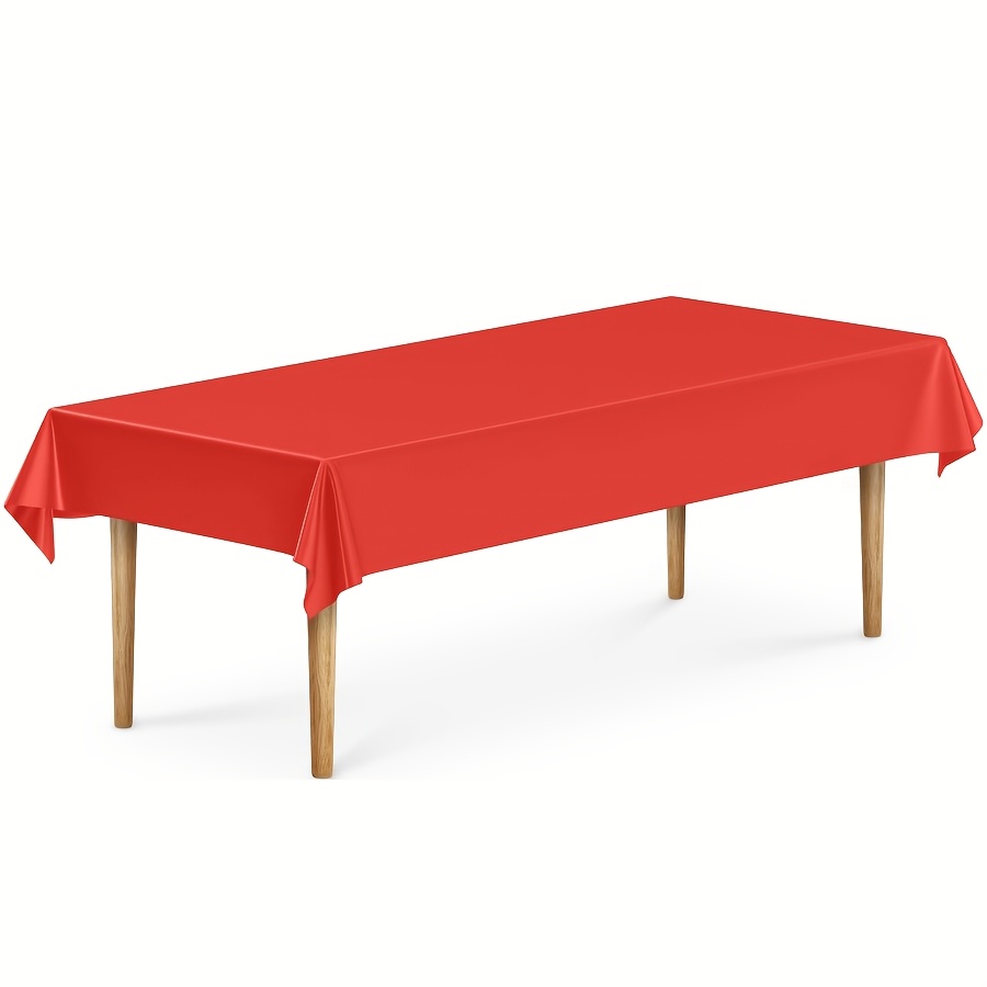 TEMU 6pcs Disposable Waterproof Plastic Tablecloths,tablecovers,54*72inch, Vibrant Solid Colors Suitable For Wedding Decorations,summer