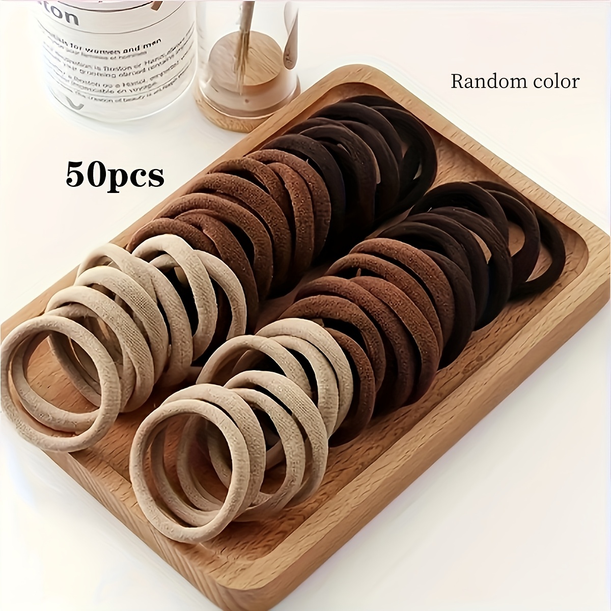 Image of 50pcs Luxurious Fabric Hair Elastics - Thick, Stretchy, And Gentle Rubber Bands For Secure Ponytail Hold - Perfect For, Women, And Ladies Of All Hair Types Random Color