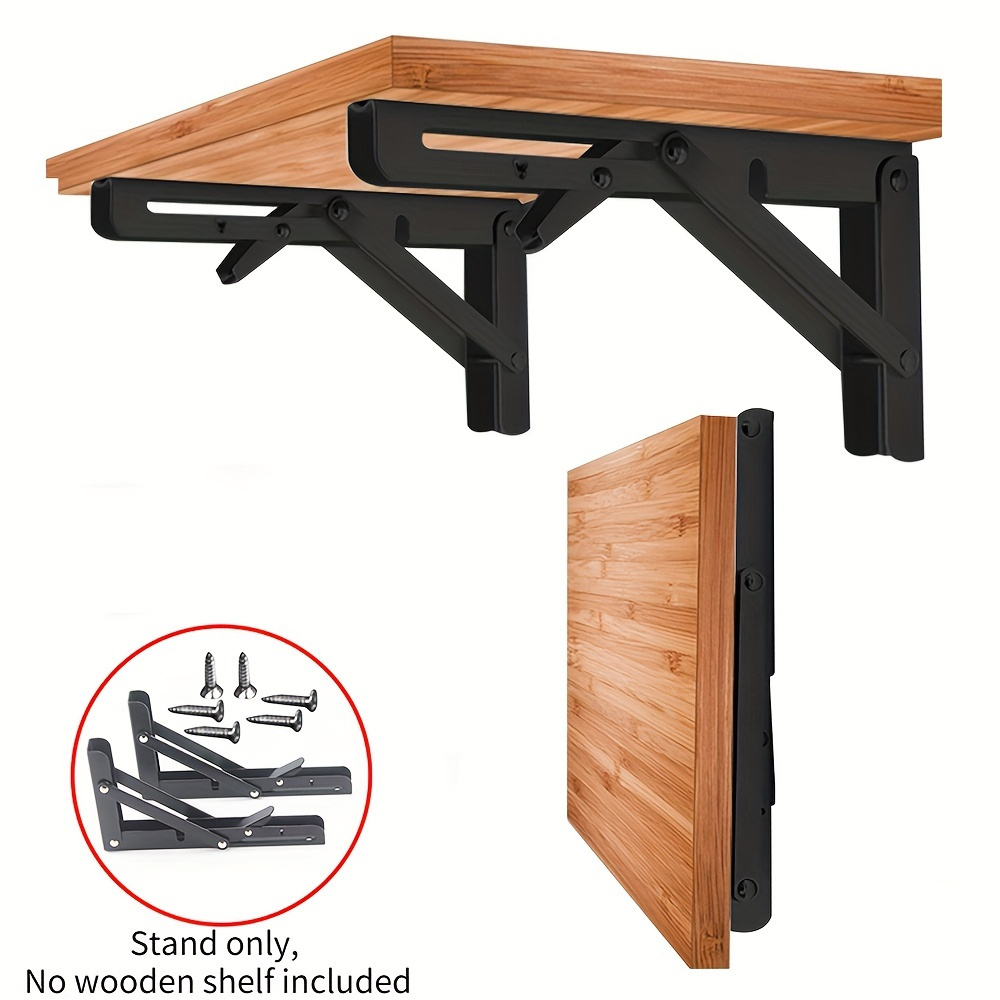 TEMU Lot de 2 supports d'étagère pliants réglables robustes, angle de 90°, support mural de haute qualité, support mural pour étagère, support de