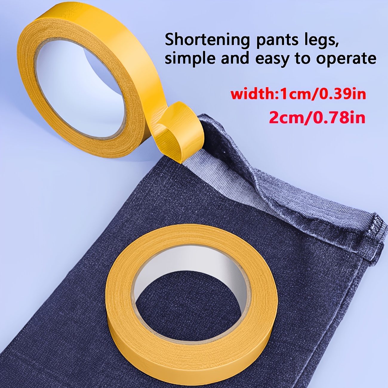 TEMU 2 Rolls Of Strong Adhesive Fabric Tape, Seamless Hemming And Repair Tape, Suitable For Fabric Clothing, Self-adhesive No-sew Repair Patch