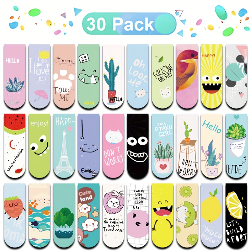 Image of 30pcs Magnetic Bookmarks Suitable For Books, Magnets With 30 Unique, Fruit, Vegetable & Designs - Magnetic Backing For Pages, Pages Holder For,, S - Ideal For Gifts & Supplies